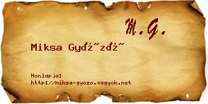 Miksa Győző névjegykártya